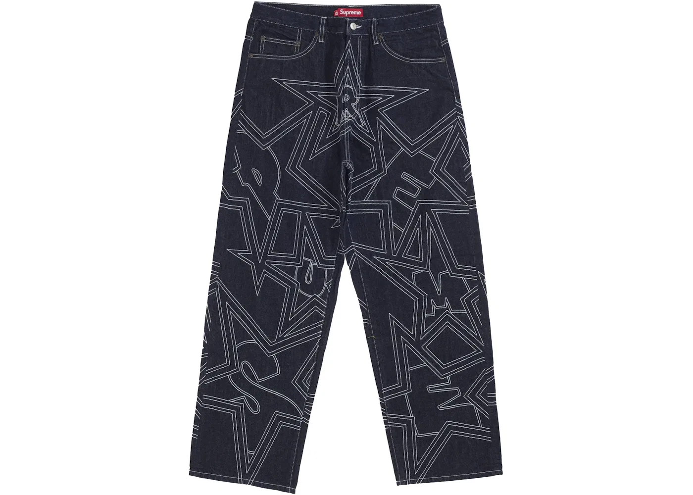 Мужские джинсы с отделкой Supreme Stars Topstitch Baggy Jean Supreme, Indigo
