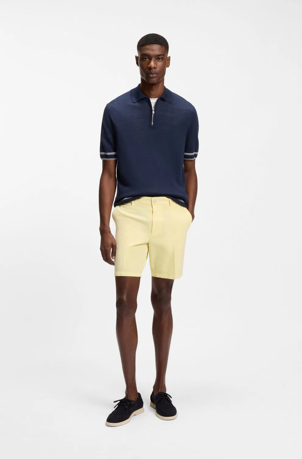 Шорты-чиносы Boss Slim fit H-Kane1 пастельно-желтого цвета — фото 3