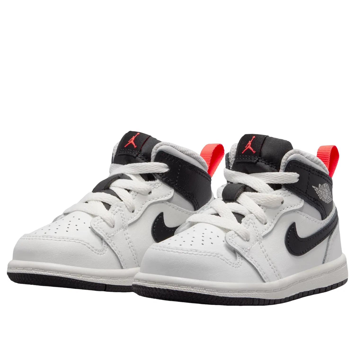 Детские кроссовки для малышей с закрытой пяткой Air Jordan 1 Mid Summit White Infrared, белый — фото 3