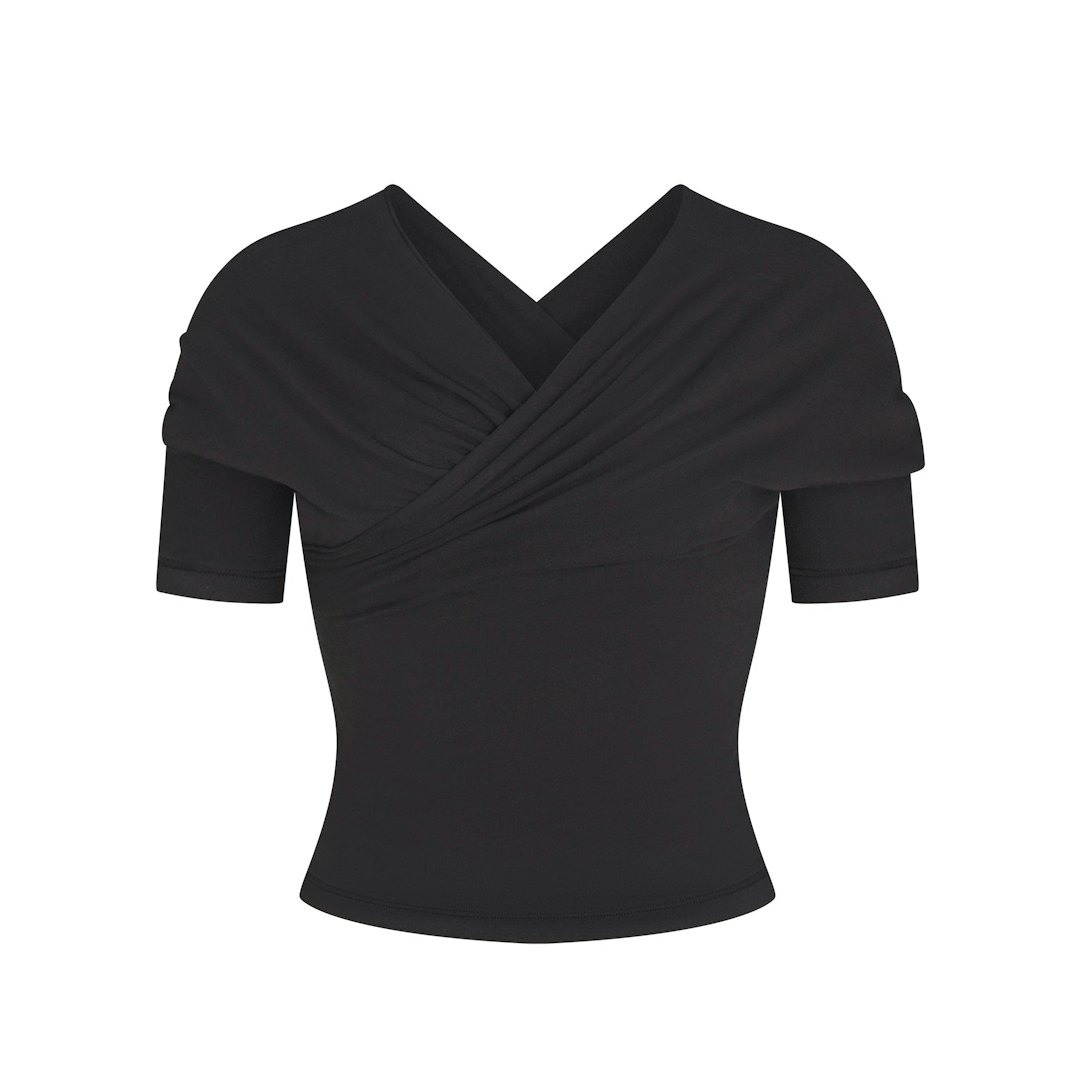 

Топ SKIMS Cotton Jersey Wrap, черный