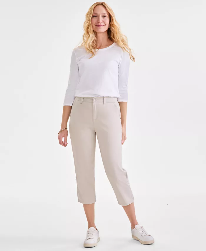 

Женские капри с комфортной талией средней посадки, Regular & Petite Style & Co, коричневый/бежевый