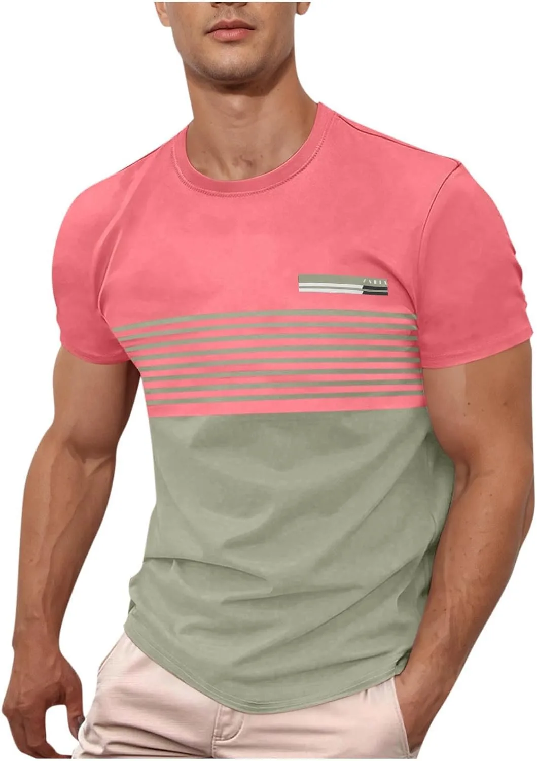 

Мужская футболка с коротким рукавом в полоску Color Block Sdeycui