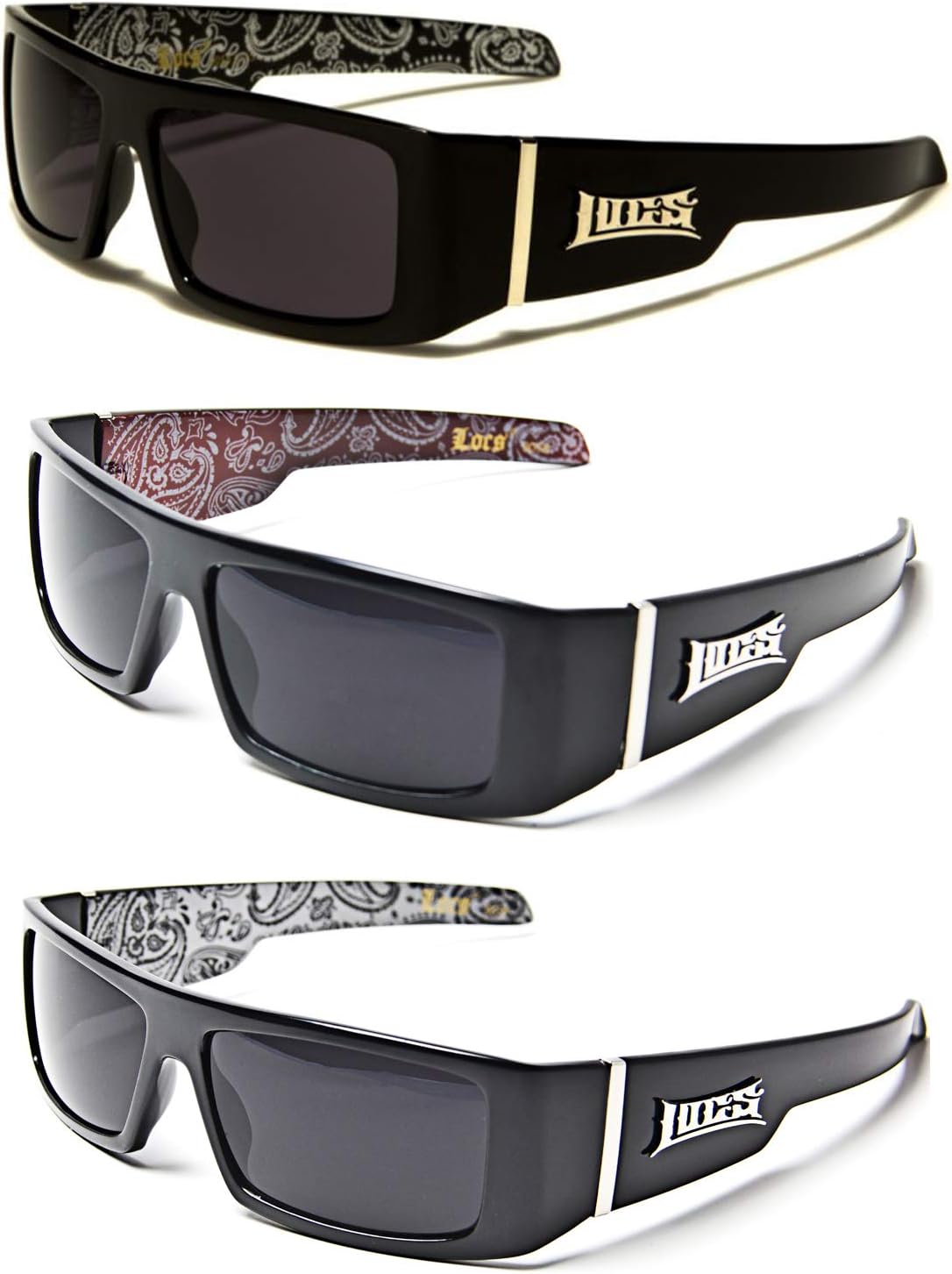 

Солнцезащитные очки Locs Gangsta, различные комплекты, стиль 58 (3 шт., серебристая бандана, белая бандана, красная бандана), 3 Pack Silver Bandana White Bandana Red Bandana