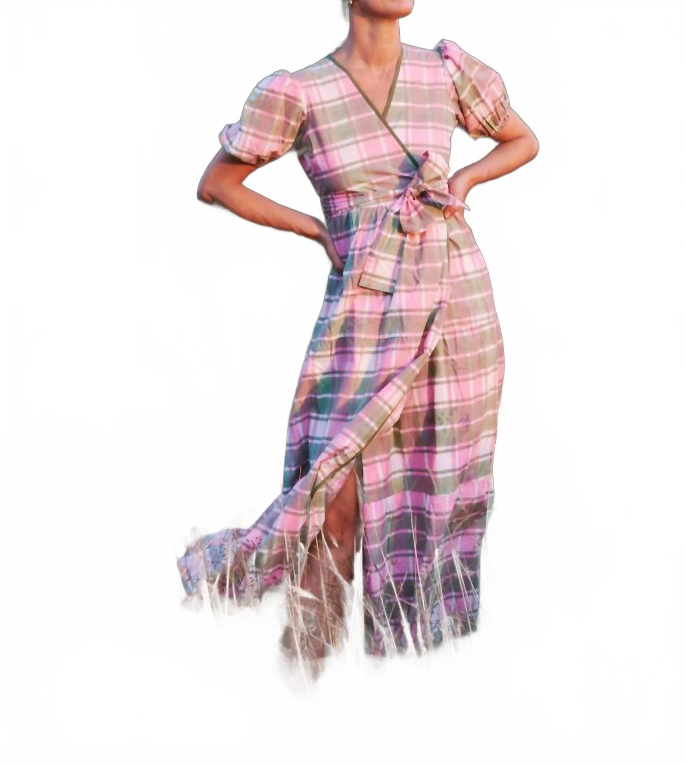 

Эмили Макси Платье в розово-зеленую клетку SZ Blockprints