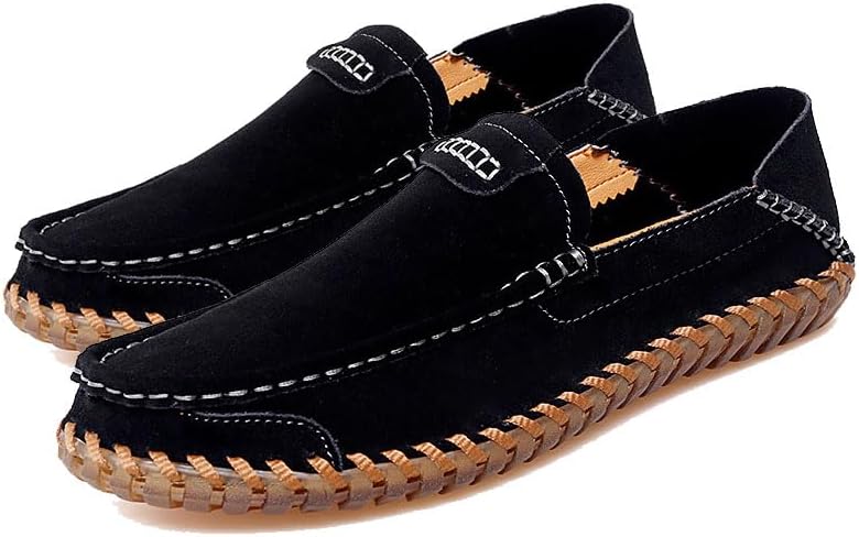 

Мужские лоферы ODIPON с круглым носком из кожи нубук, удобные, легкие, противоскользящие, для вечеринок и улицы, ручной работы, черный