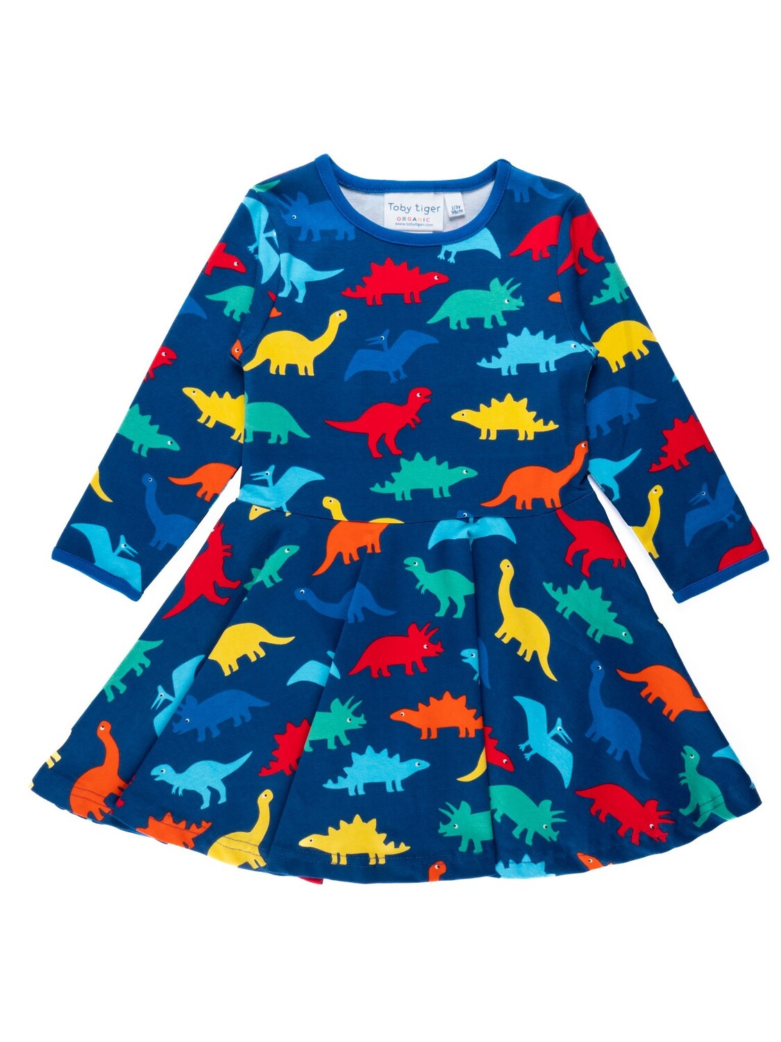 

Платье Toby Tiger Skater mit buntem Regenbogen Dinosaurier Print, красочный