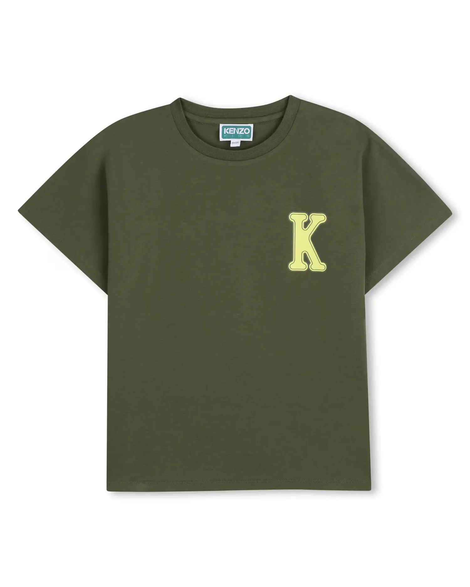 Футболка для мальчика с коротким рукавом и большим принтом из хлопка Kenzo Kids, зеленый