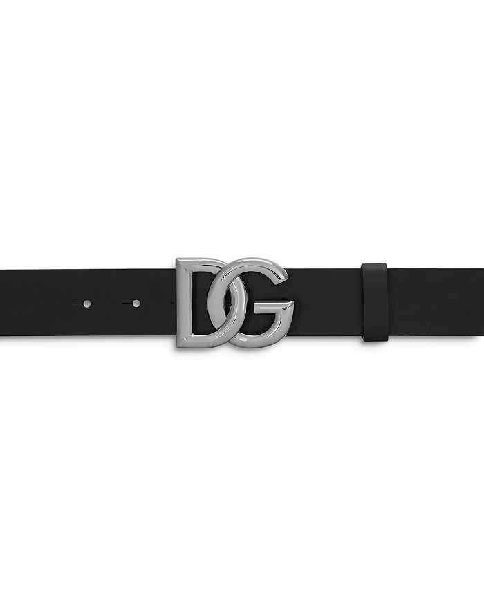 Мужской кожаный ремень с пряжкой и логотипом DG Dolce & Gabbana, черный — фото 2