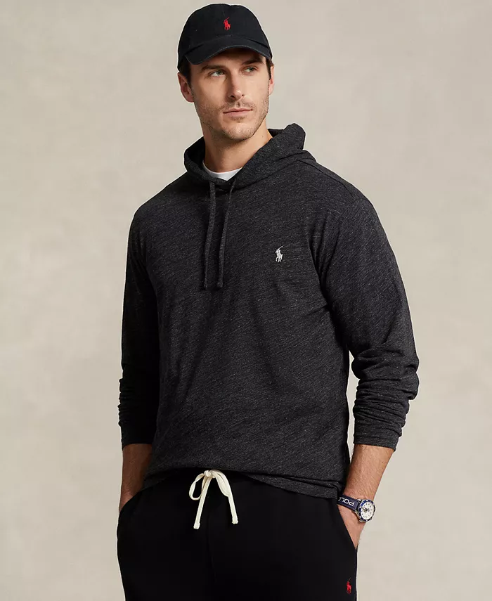 Мужская толстовка с капюшоном Big & Tall из джерси Polo Ralph Lauren, черный — фото 3