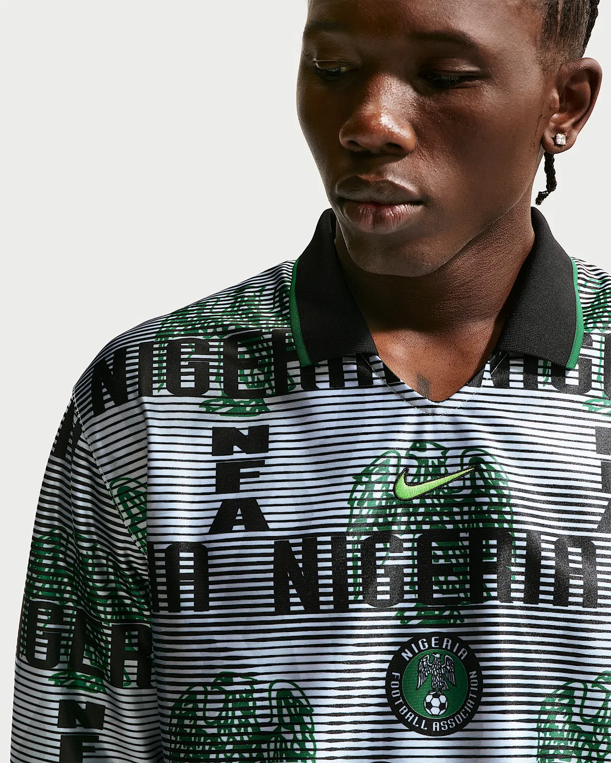 Мужская футболка Nike Dri-FIT с коротким рукавом Nigeria Energy, White/Black/Pine Green/Electric Green — фото 3