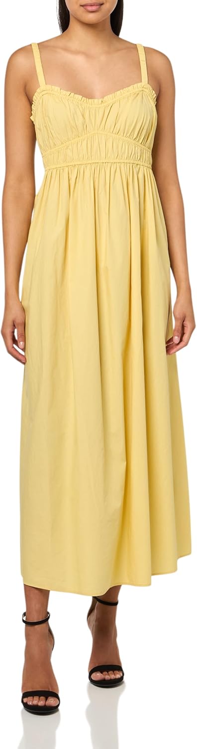 

BOSS Женское платье-майка из поплина с хлопком и сборками, Juicy Yellow