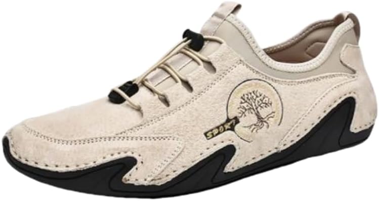 

Мужские кроссовки большого размера - спортивный дизайн для повседневной носки, работы и легких походов с прочной резиновой подошвой Hoalox, бежевый