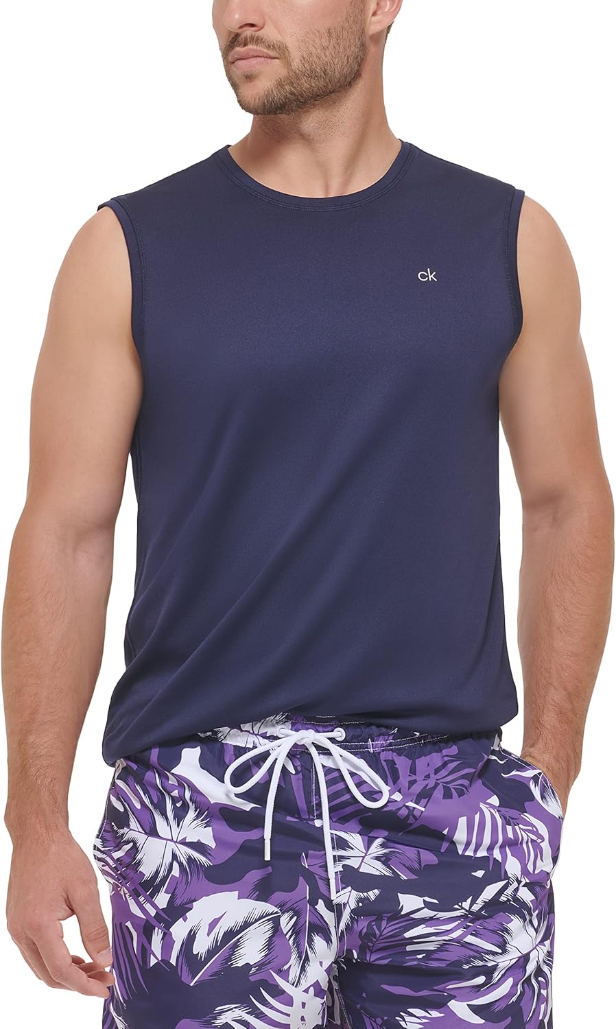 

Мужская стандартная быстросохнущая рубашка без рукавов Calvin Klein UPF 40+, Navy