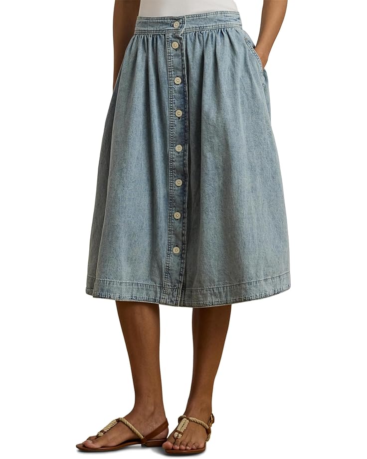 

Юбка Lauren Ralph Lauren Button-Front Denim Skirt, цвет Alicia Wash