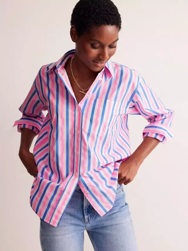 

Рубашка Boden Connie Stripe, цвет blue/pink