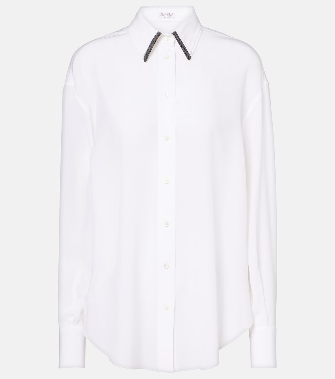 

Рубашка из шелкового атласа Monili Brunello Cucinelli, белый