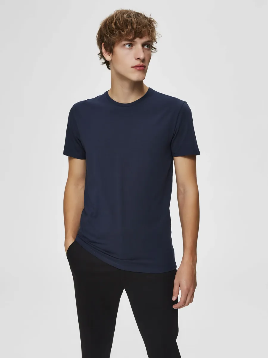 

Рубашка с круглым вырезом SELECTED HOMME "Basic T-Shirt", синий