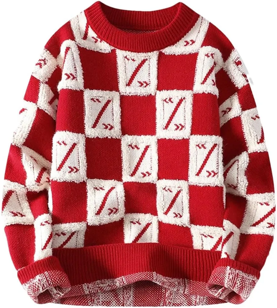 

Мужской свитер с круглым вырезом и принтом