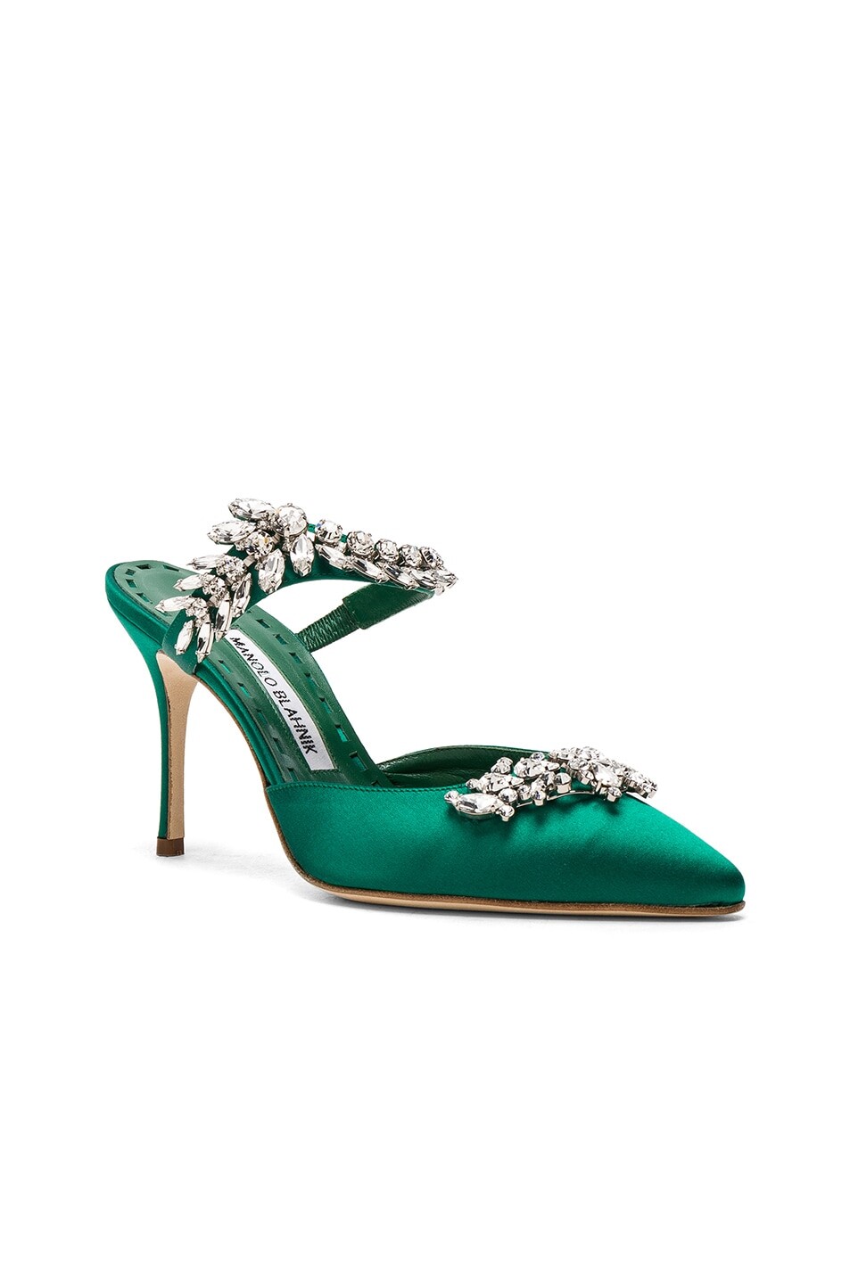 Туфли жеские Satin Lurum 90 Heels Manolo Blahnik, зеленый — фото 2