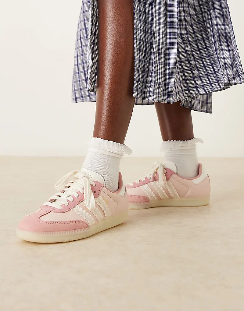Кроссовки adidas Originals Samba OG светло-розового цвета с белыми оборками