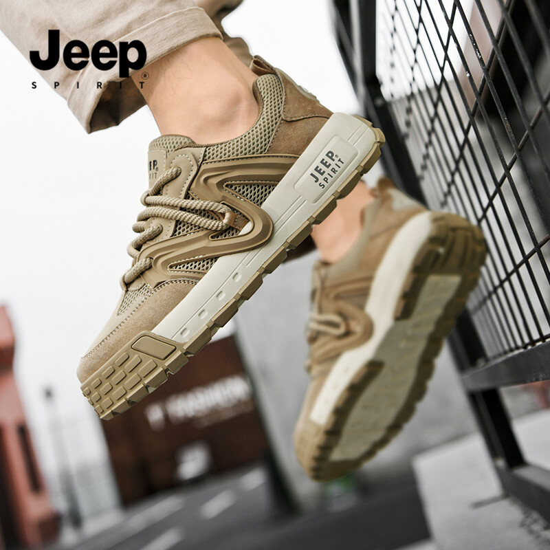 Кроссовки JEEP SPIRIT Skateboarding Shoes Men Low-top Natural Deer, цвет Natural Deer — фото 4