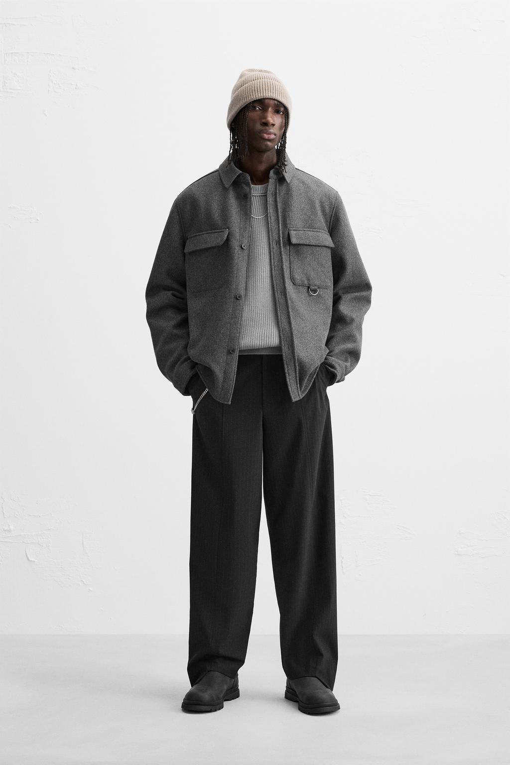 

Верхняя рубашка с карманами ZARA, серый