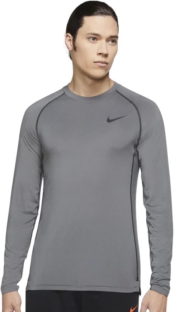 

Мужской облегающий тренировочный топ с длинным рукавом Nike Pro Dri-FIT, Gray/Black
