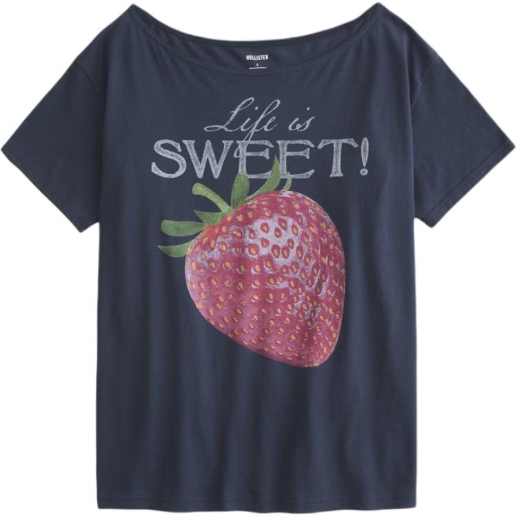 

Hollister Футболка женская морская синяя, Синий, Hollister Футболка женская морская синяя