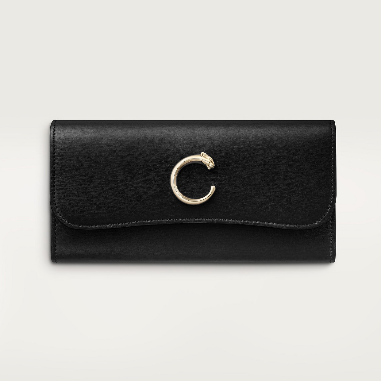 

Кошелек Cartier Portefeuille international à rabat, Panthère C de Cartier, черная телячья кожа