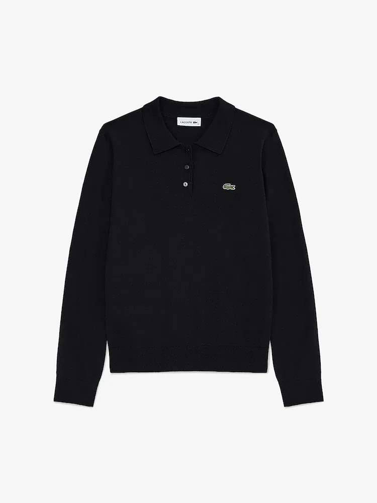 Свитер женский LACOSTE Black, из шерсти, классический — фото 4