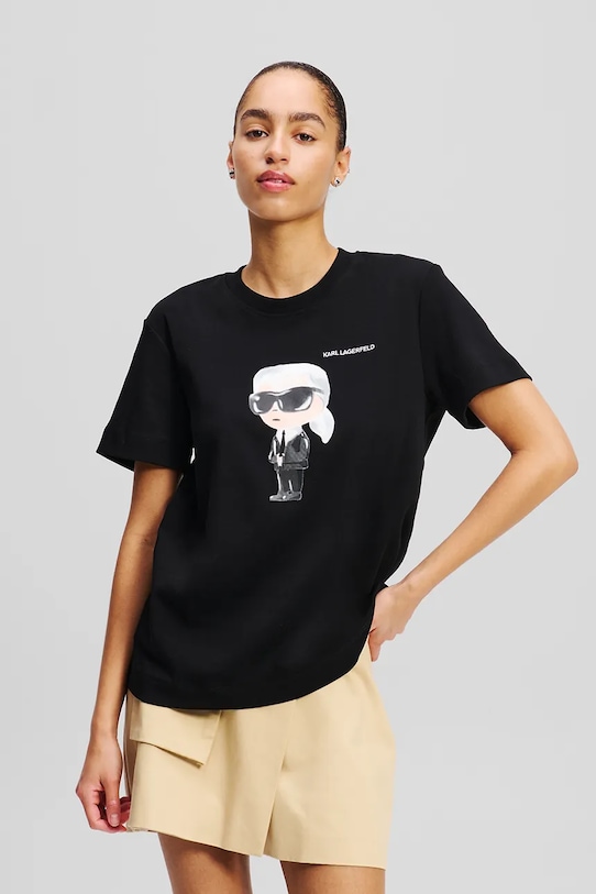 

Хлопковая футболка Karl Lagerfeld, черный