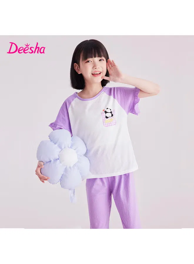 Домашний комплект с коротким рукавом из хлопка Deesha, фиолетовый — фото 3