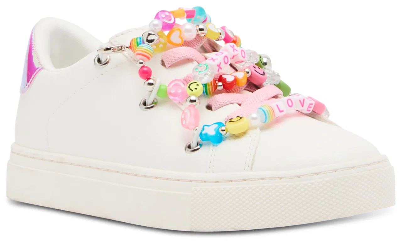Детские кроссовки для девочек с бусинами и шармами Steve Madden GSG, White — фото 2