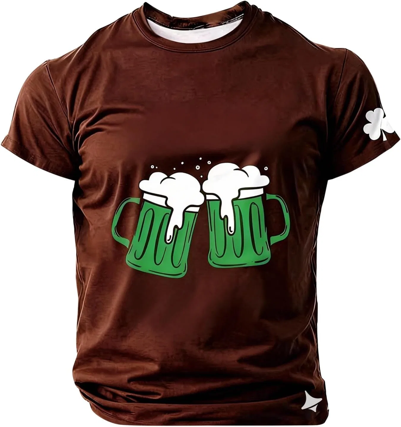 Мужская футболка с принтом клевер St. Patrick's Day, Brown