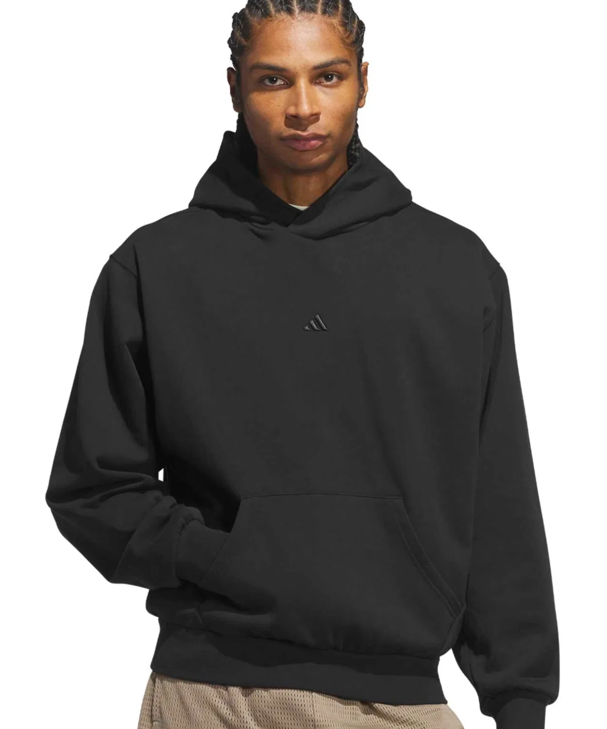 Мужское худи с длинным рукавомAdidas Basketball Fleece Hoodie, Black