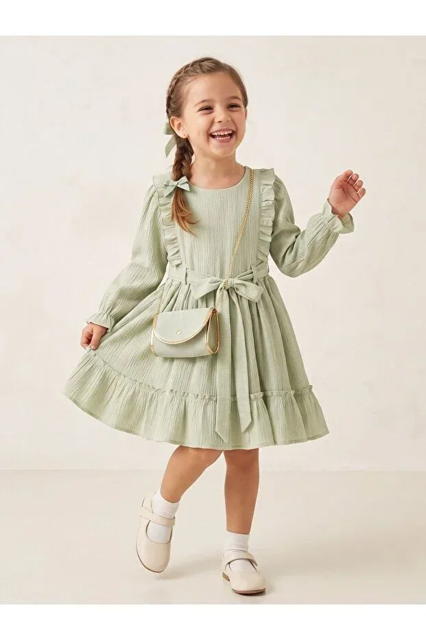 Детское платье для девочек с длинным рукавом Cherrys Bebek, Green