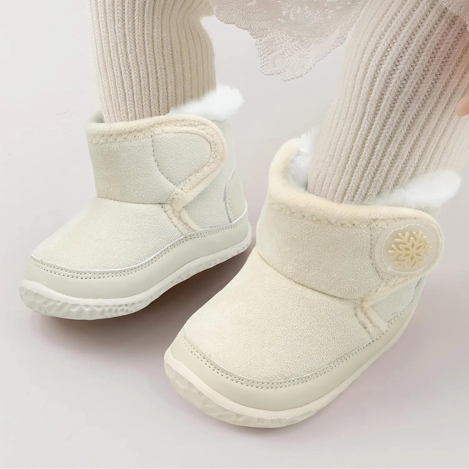 Детские зимние ботинки для мальчиков и девочек L-RUN, Beige — фото 2