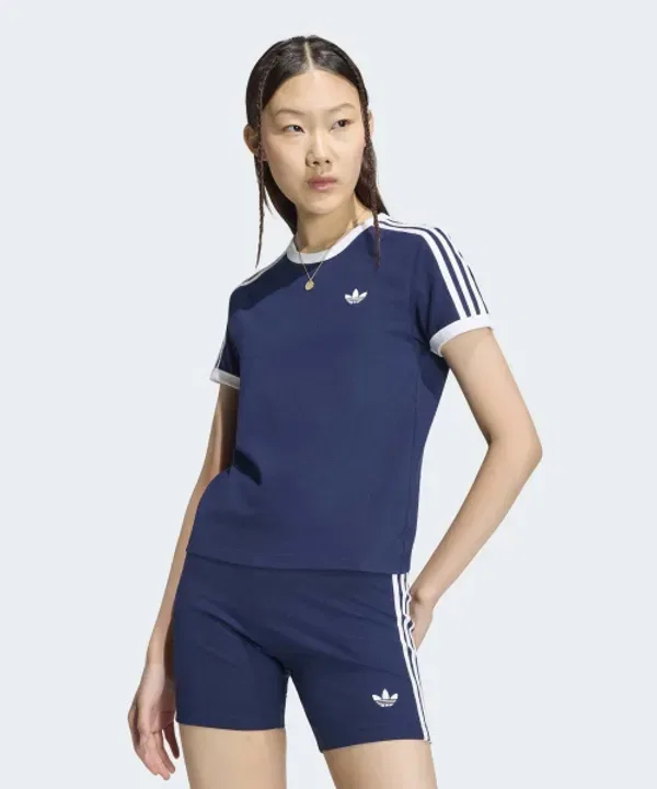 Футболка с 3 полосками Adidas, темно-синий