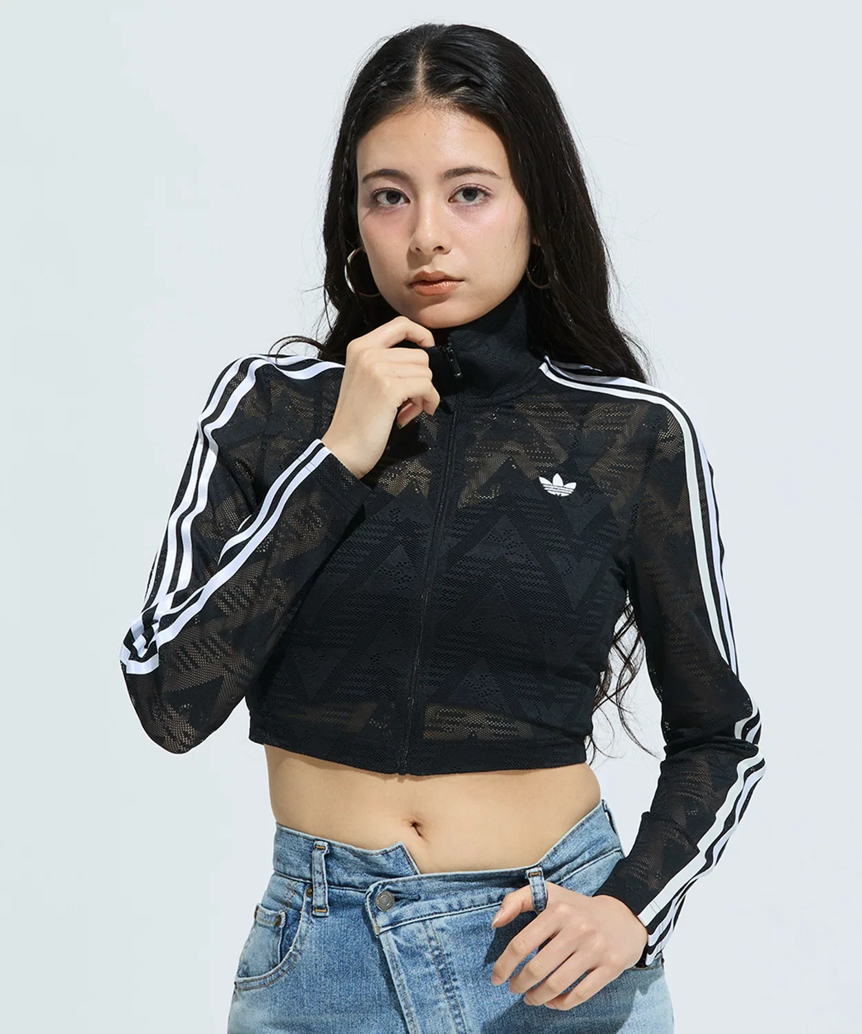 Женский трек-топ с молнией и высоким воротником Firebird Classic Lace Track Top Adidas, Black