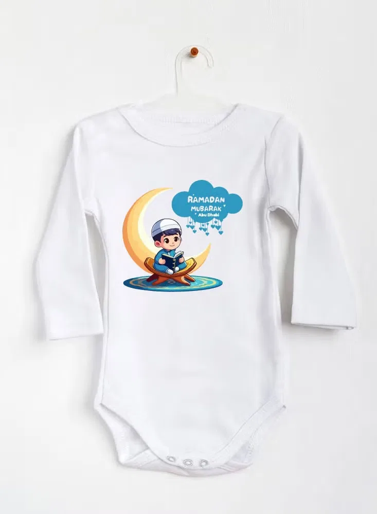 Боди-комбинезон с принтом для новорожденных с длинным рукавом My First Ramadan Abu Dhabi Printshop4Me, белый — фото 2