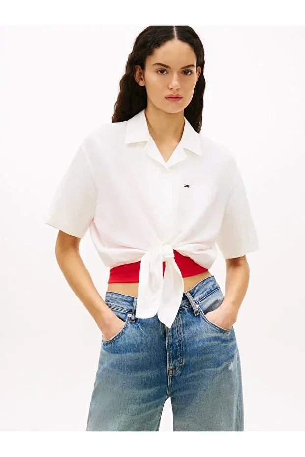 Женская рубашка с коротким рукавом Tommy Hilfiger, Ybl Ecru
