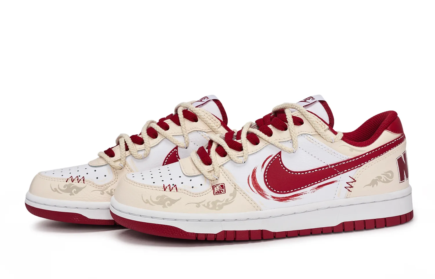 Nike Кроссовки Big 811 Manufacturing Sky Horse Brings Blessing низкие мужские бежево-бело-красные — фото 4