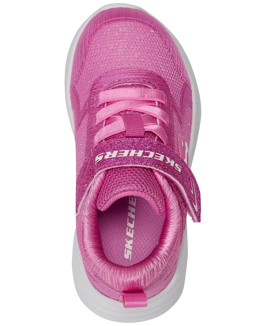 Кроссовки детские с блестящим верхом, с ремешком Skechers, Hot Pink — фото 4