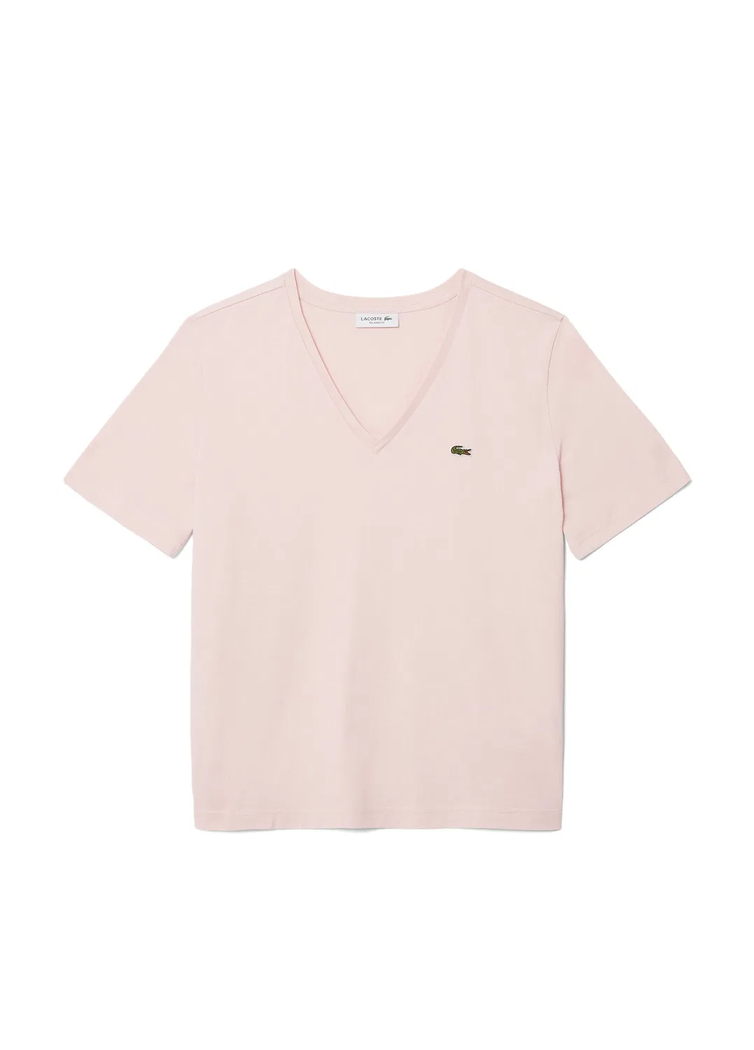 Футболка Lacoste Relaxed Fit V-образный вырез, розовая