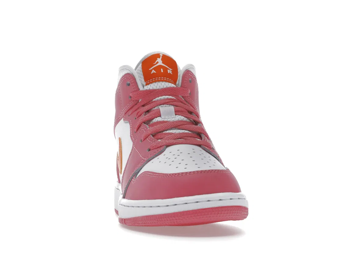 Детские кроссовки с перфорацией Jordan 1 Mid Jordan, Pinksicle Safety Orange White — фото 2