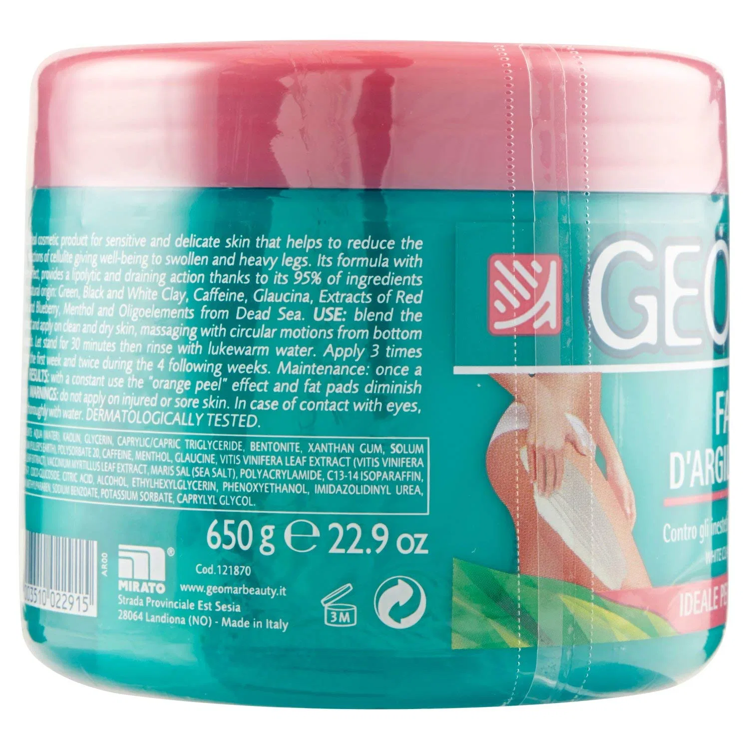 Грязь для тела White Clay Anti-Cellulite, Geomar, 500 мл, Orange — фото 2