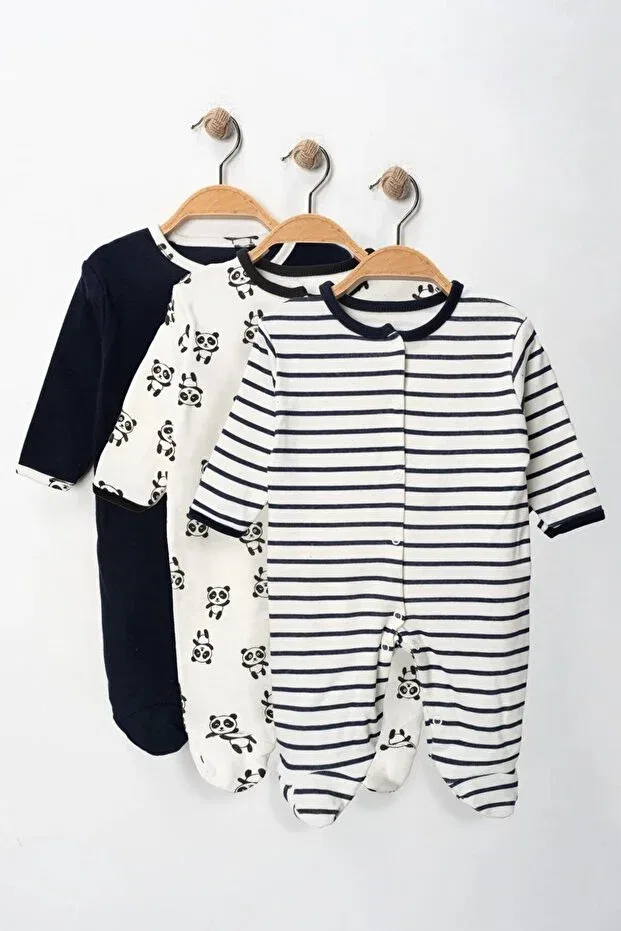Детский комплект боди-комбинезонов с принтом Panda Enia Baby, Multicolor — фото 2