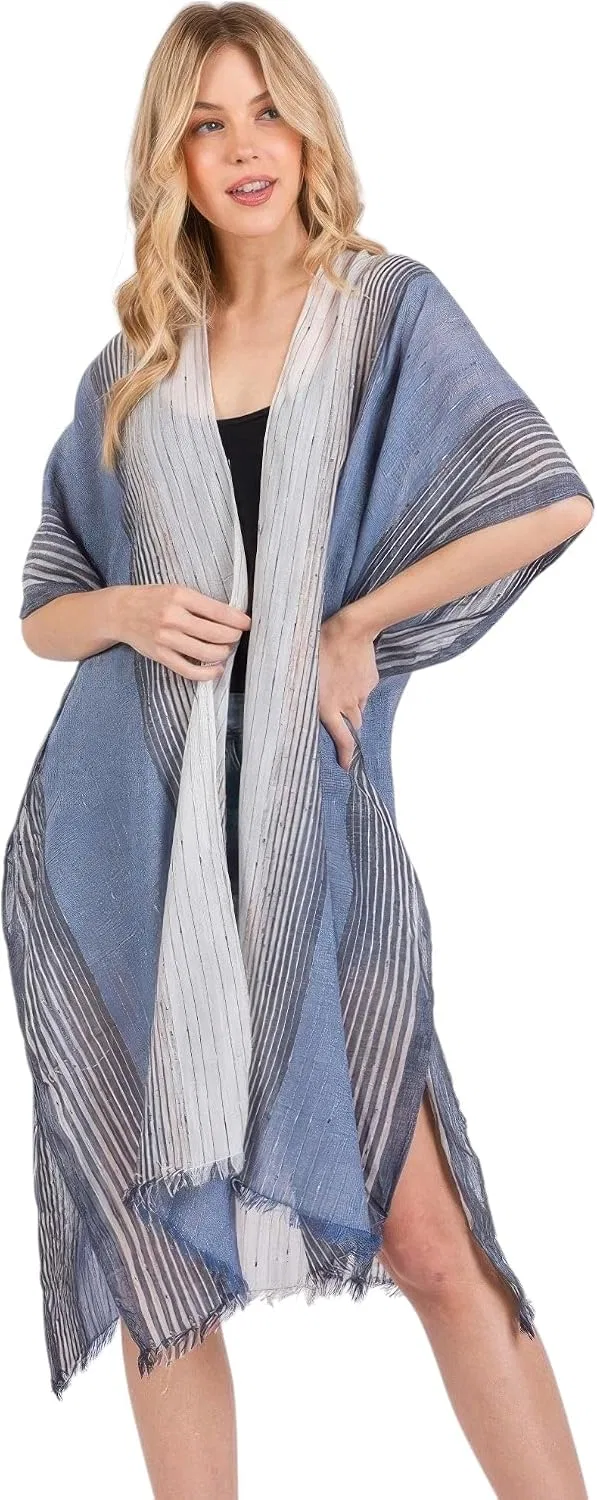 Женское кимоно с полосатым узором wh2001840-tone-cover-up, Mint — фото 2