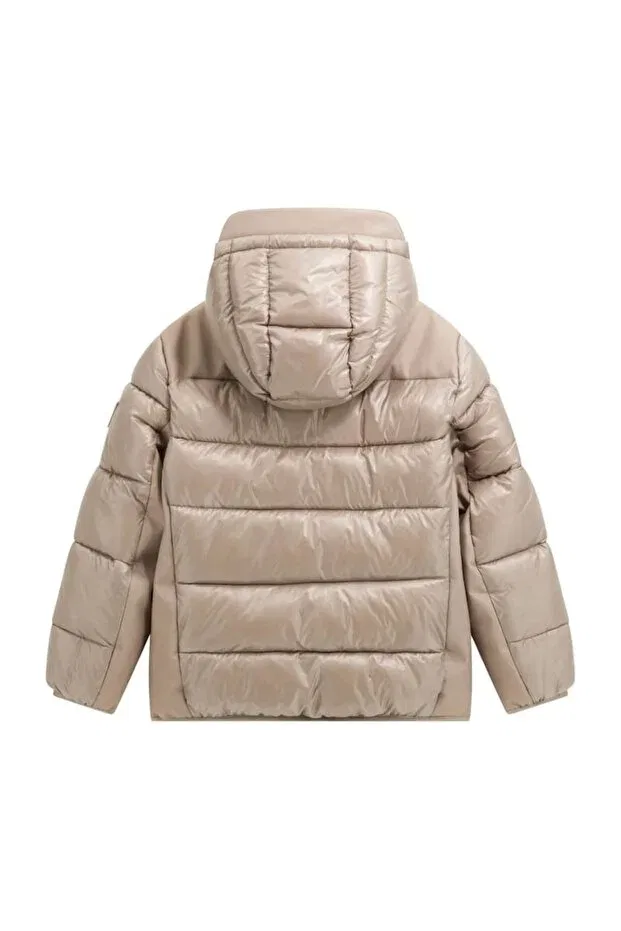 Детское пальто для девочек утепленное с капюшоном Guess, Beige — фото 2