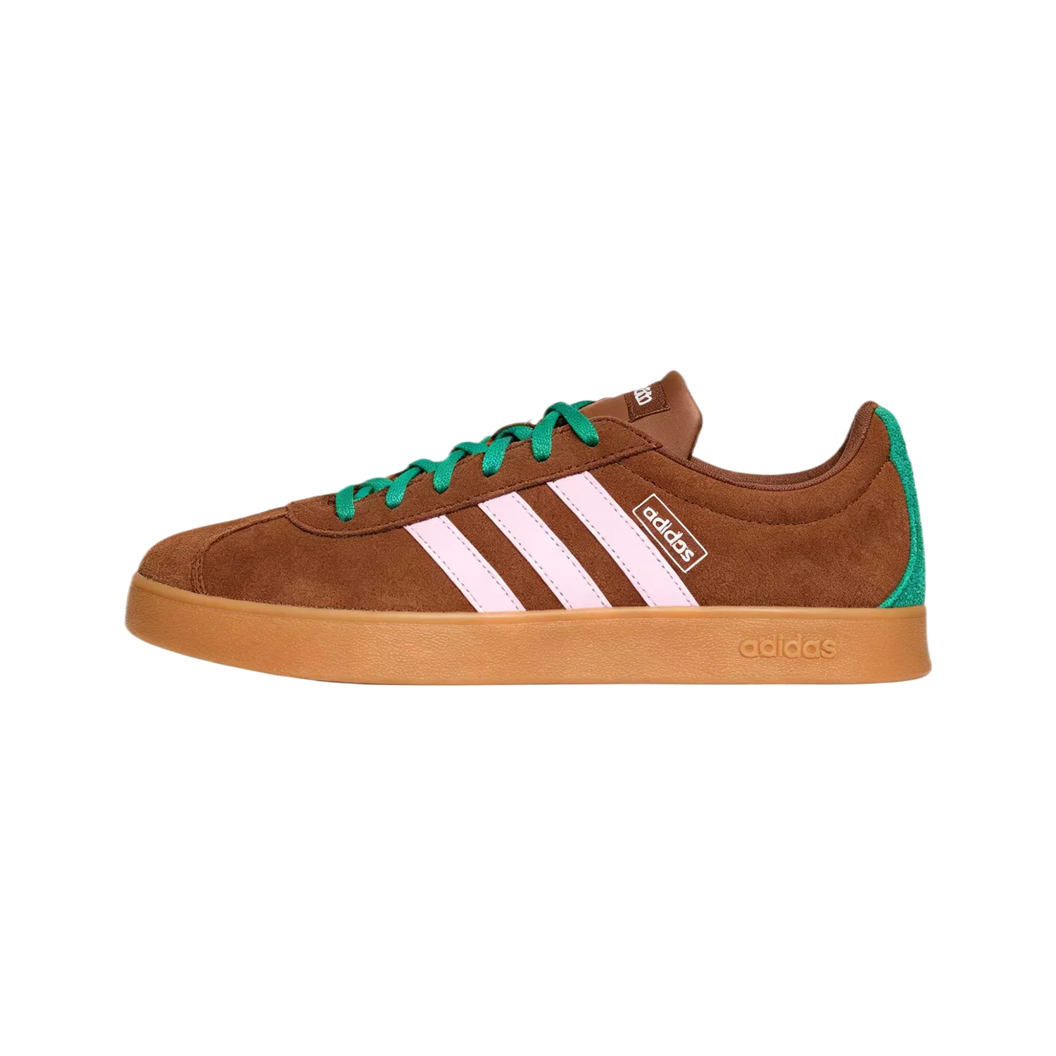 Детские кеды с замшевым верхом Adidas, Цвет Soft Brown Light Purple Lawn Green